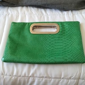Nine west green crocodile clutch